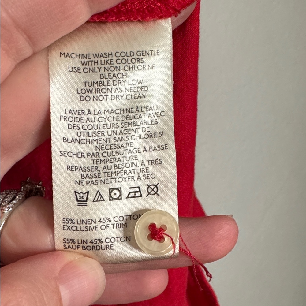 Anthropologie Red Button-Down Shirt - Picture 7 of 11